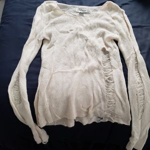 Royal Bones Ripped Knit Sweater Cream Ivory M